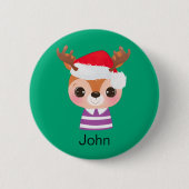 Niedliches Rentier Weihnachtsfest Button (Vorderseite)