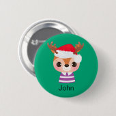Niedliches Rentier Weihnachtsfest Button (Vorne & Hinten)