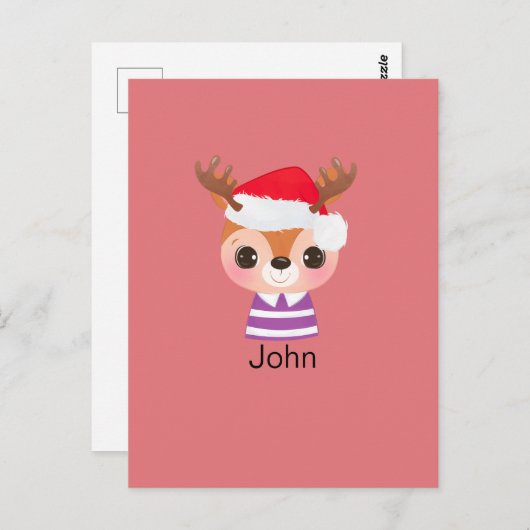 Niedliches Rentier Weihnachtsfest Postkarte (Vorne/Hinten)