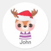 Niedliches Rentier Weihnachtsfest Runder Aufkleber (Vorderseite)