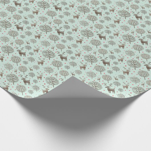 Niedliches Rentiermuster Meeresgrün oder benutzerd Geschenkpapier (Ecke)