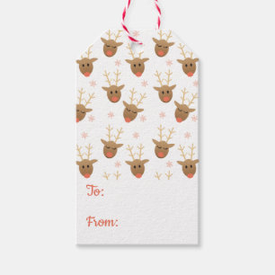 Niedliches Rentiermuster von und nach Orange Geschenkanhänger