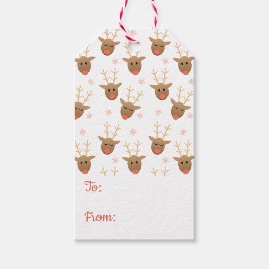 Niedliches Rentiermuster von und nach Orange Geschenkanhänger (Vorderseite)