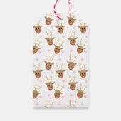 Niedliches Rentiermuster von und nach Orange Geschenkanhänger (Rückseite)