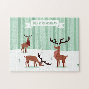 Niedliches Rentiers Weihnachtspuzzle Puzzle