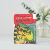 Niedliches Reto Vintag Valentinaccoon Postkarte (Stehend Vorderseite)
