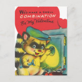 Niedliches Reto Vintag Valentinaccoon Postkarte (Vorderseite)