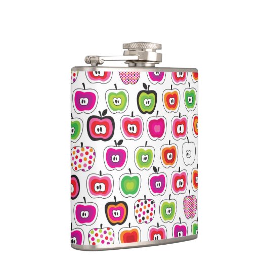 Niedliches retro Apfelmuster Flachmann (Rechts)