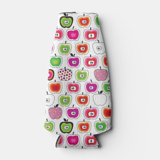 Niedliches Retro-Apfelmuster Flaschenkühler (Vorderseite)