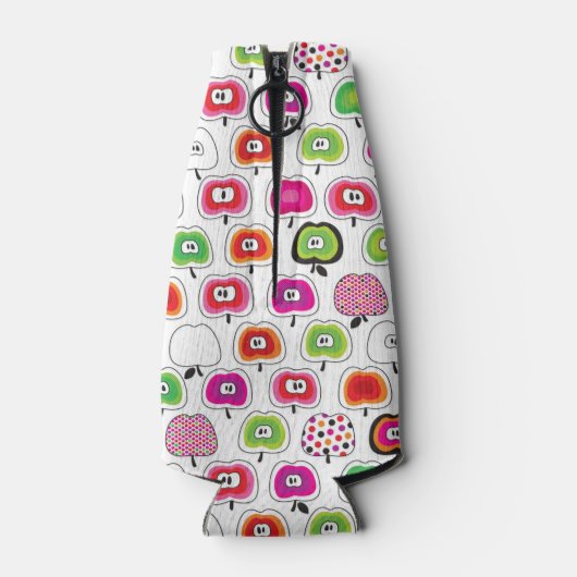 Niedliches Retro-Apfelmuster Flaschenkühler (Rückseite)