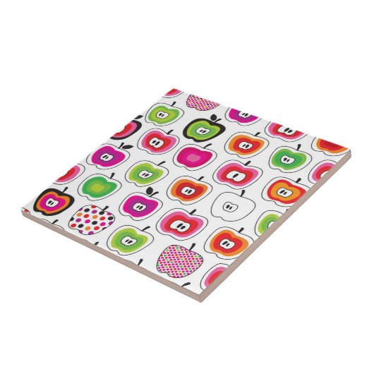 Niedliches retro Apfelmuster Fliese (Seite)