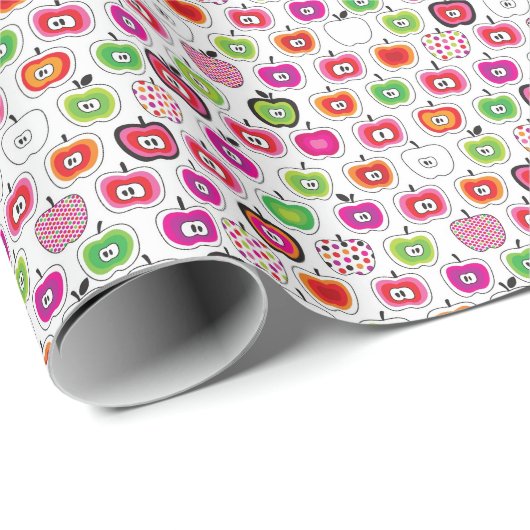 Niedliches Retro-Apfelmuster Geschenkpapier (Rolleneckpunkt)