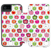 Niedliches retro Apfelmuster Incipio iPhone Geldbeutel-Hülle (Folio Geöffnet)