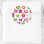 Niedliches Retro-Apfelmuster Runder Aufkleber (Tasche)