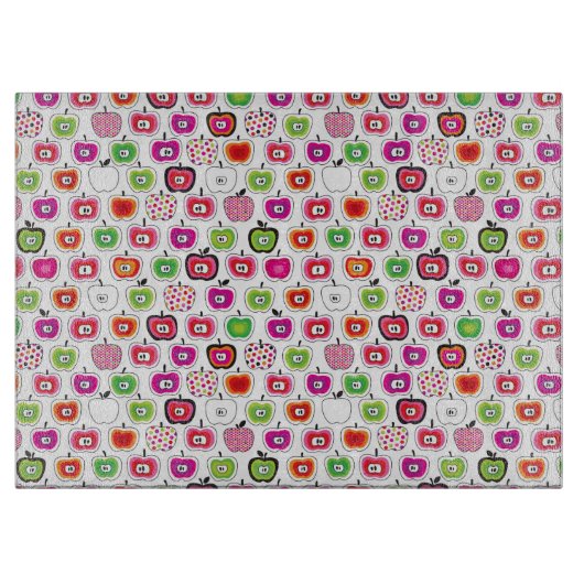 Niedliches retro Apfelmuster Schneidebrett (Vorderseite)