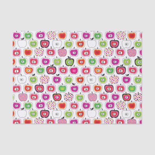 Niedliches retro Apfelmuster Seidenpapier (Vorderseite)