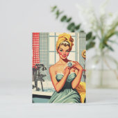 Niedliches Retro-Bath-Button-Up-Bild Postkarte (Stehend Vorderseite)
