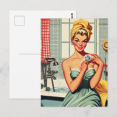Niedliches Retro-Bath-Button-Up-Bild Postkarte (Vorne/Hinten)