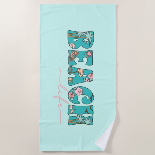 Niedliches Retro Beach Life Strandtuch (Vorderseite)