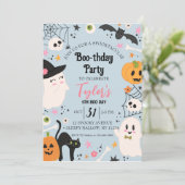 Niedliches Retro-Birthday-Halloween-Party Einladung (Stehend Vorderseite)