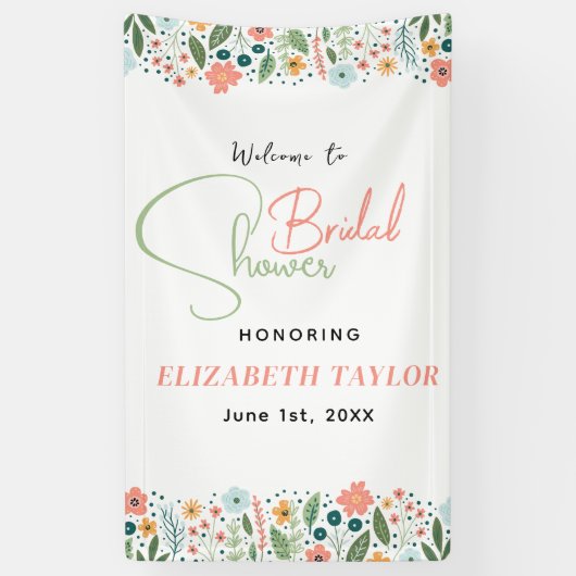 Niedliches Retro-Blume-Brautparty Banner (Vertikal)