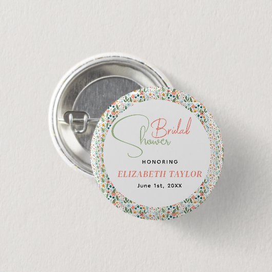 Niedliches Retro-Blume-Brautparty Button (Vorne & Hinten)