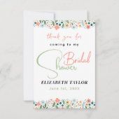 Niedliches Retro-Blume-Brautparty Dankeskarte (Vorderseite)