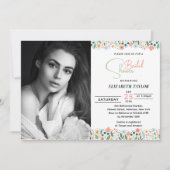 Niedliches Retro Blume Brautparty Foto Einladung (Vorderseite)