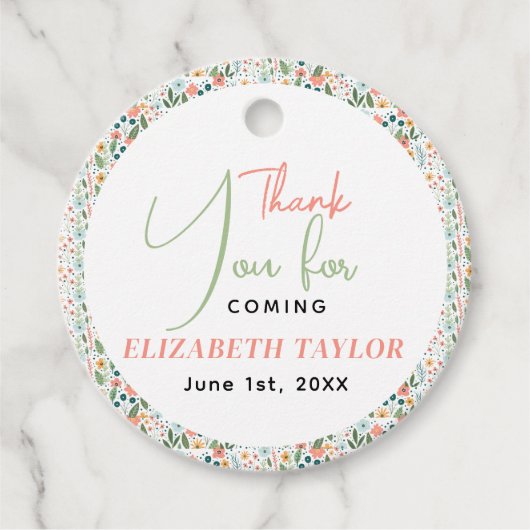 Niedliches Retro-Blume-Brautparty Geschenkanhänger (Vorderseite)