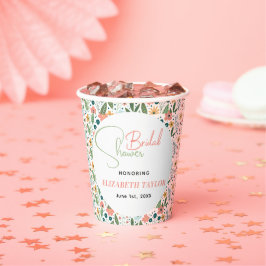 Niedliches Retro-Blume-Brautparty Pappbecher