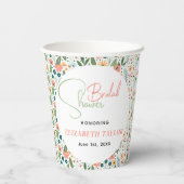 Niedliches Retro-Blume-Brautparty Pappbecher (Rückseite)