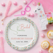 Niedliches Retro-Blume-Brautparty Pappteller (Party)