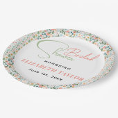 Niedliches Retro-Blume-Brautparty Pappteller (Schrägansicht)