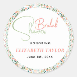 Niedliches Retro-Blume-Brautparty Runder Aufkleber