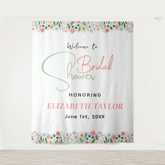 Niedliches Retro-Blume-Brautparty Wandteppich (Vorderseite)