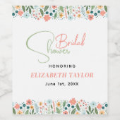 Niedliches Retro-Blume-Brautparty Weinetikett (Einzelnes Label)