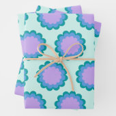 Niedliches Retro-Blume-Muster in Minze und Lila Geschenkpapier Set (Beispiel)