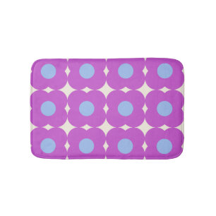 Niedliches Retro Blume Muster Lila Mid Mod Badematte