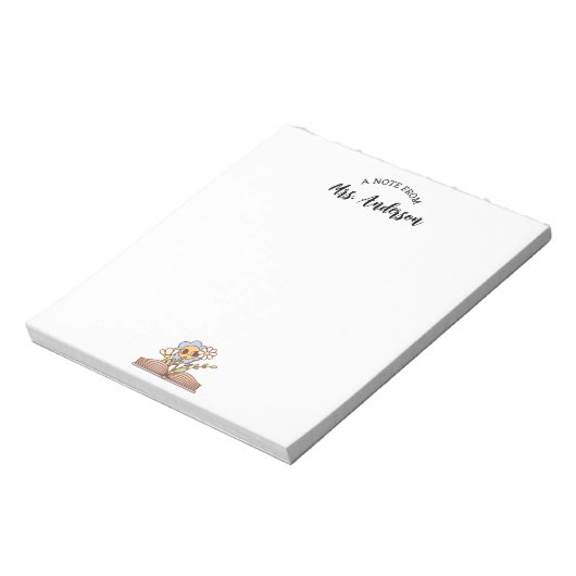 Niedliches Retro-Blumenbuch zurück zur Schule Notizblock (Rotiert)