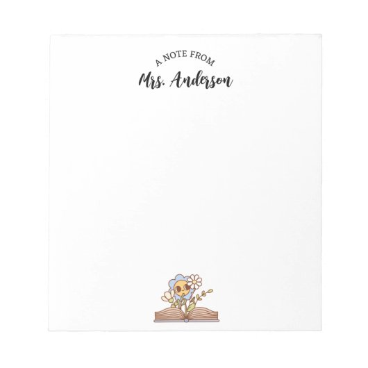 Niedliches Retro-Blumenbuch zurück zur Schule Notizblock (Vorderseite)