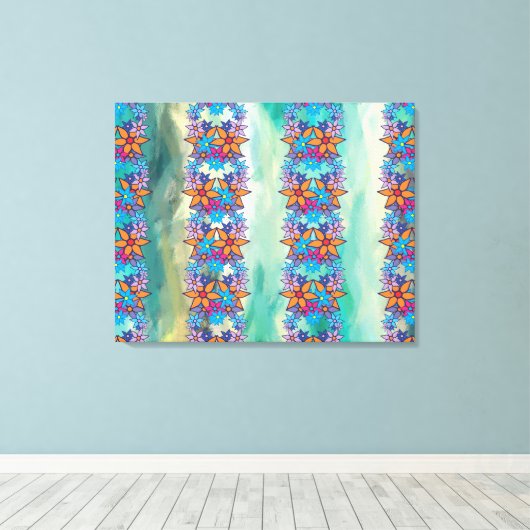 Niedliches Retro-Blumenmuster #3 Leinwanddruck (Insitu (Holzboden))