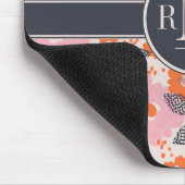 Niedliches Retro Blumenmuster des Monogramm-| Mousepad (Ecke)