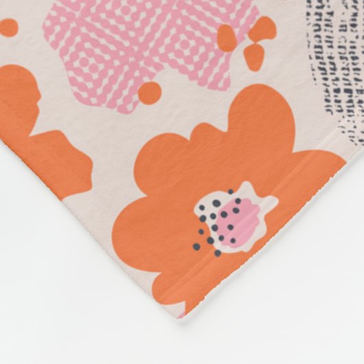 Niedliches Retro Blumenmuster Fleecedecke (Ecke)