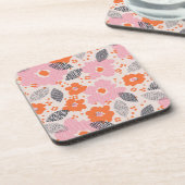 Niedliches Retro Blumenmuster Getränkeuntersetzer (Linke Seite)