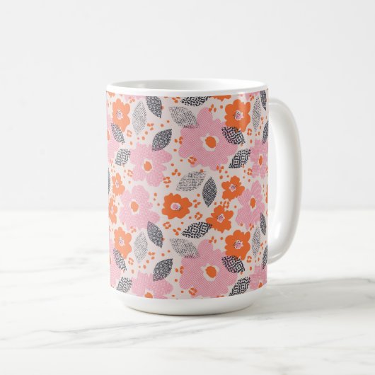 Niedliches Retro Blumenmuster Kaffeetasse (VorderseiteRechts)