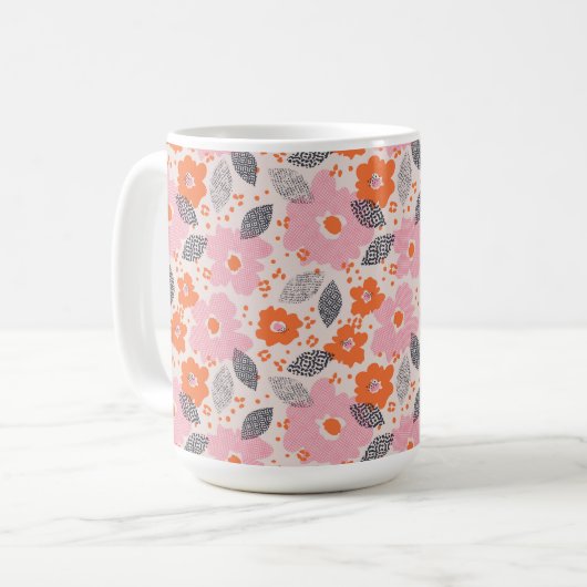 Niedliches Retro Blumenmuster Kaffeetasse (Vorderseite Links)
