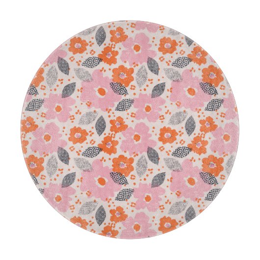 Niedliches Retro Blumenmuster Schneidebrett (Vorderseite)