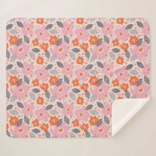 Niedliches Retro Blumenmuster Sherpadecke (Vorderseite (Horizontal))
