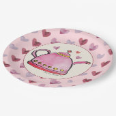 Niedliches Retro Boho Valentine's Day Ladys Tea Pa Pappteller (Schrägansicht)