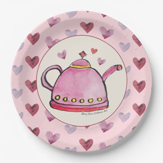 Niedliches Retro Boho Valentine's Day Ladys Tea Pa Pappteller (Vorderseite)